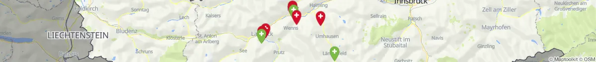 Kartenansicht für Apotheken-Notdienste in der Nähe von Fendels (Landeck, Tirol)